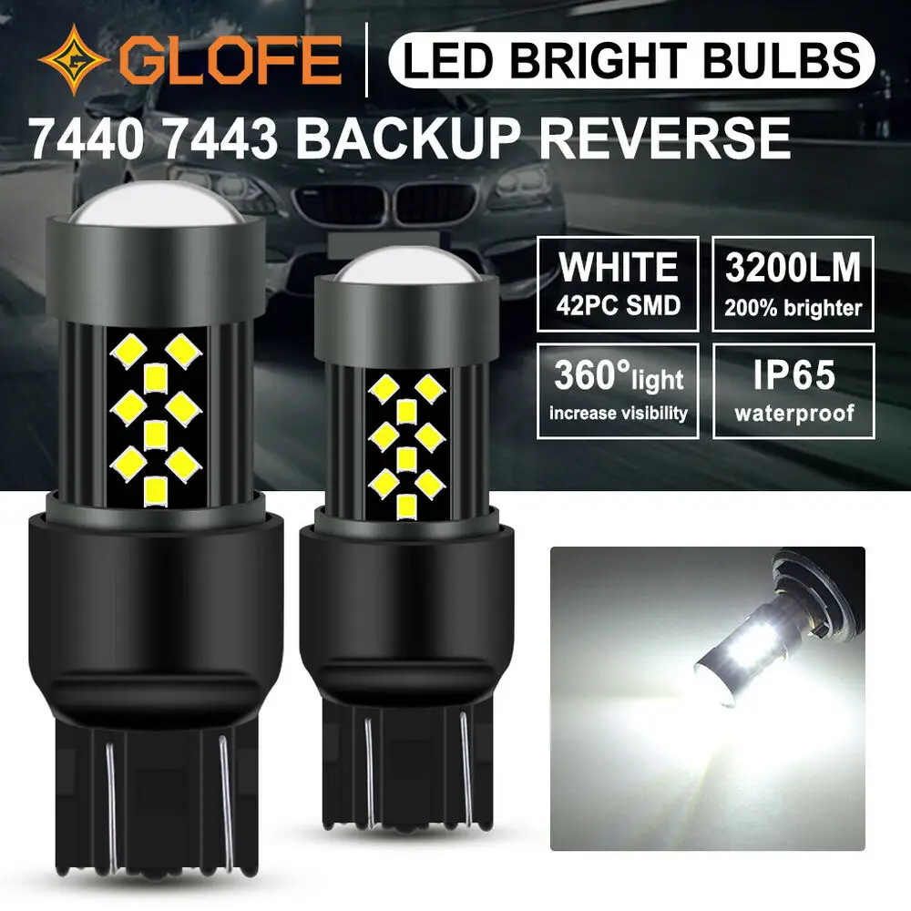 

Glofe 7440 7441 Led Backup Reverse Light Bulbs 6000K White Super Bright 48Smd