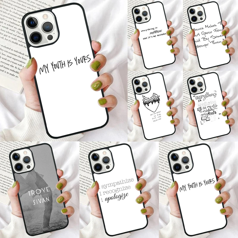 Красивый чехол для телефона с текстом Troye Sivan iPhone 16 15 14 12 13 мини PLUS X XS XR 11 PRO MAX задняя
