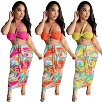 summer sexy two 2 piece set outfits women fashion halter crop tops matching bodycon midi maxi long skirts 2 piece suit women