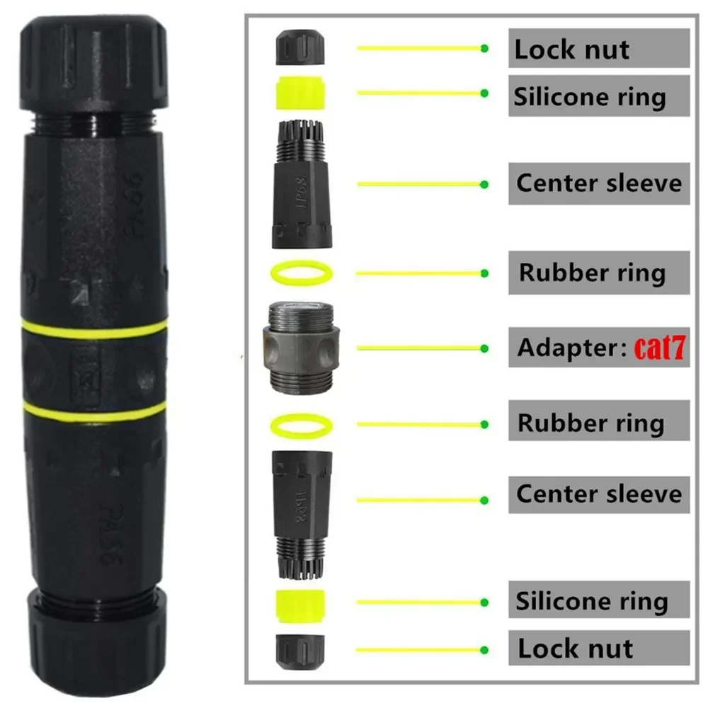 IP68 Водонепроницаемый Cat7 RJ45 10 ГБ экранированный Ethernet-разъем Ethernet для наружного