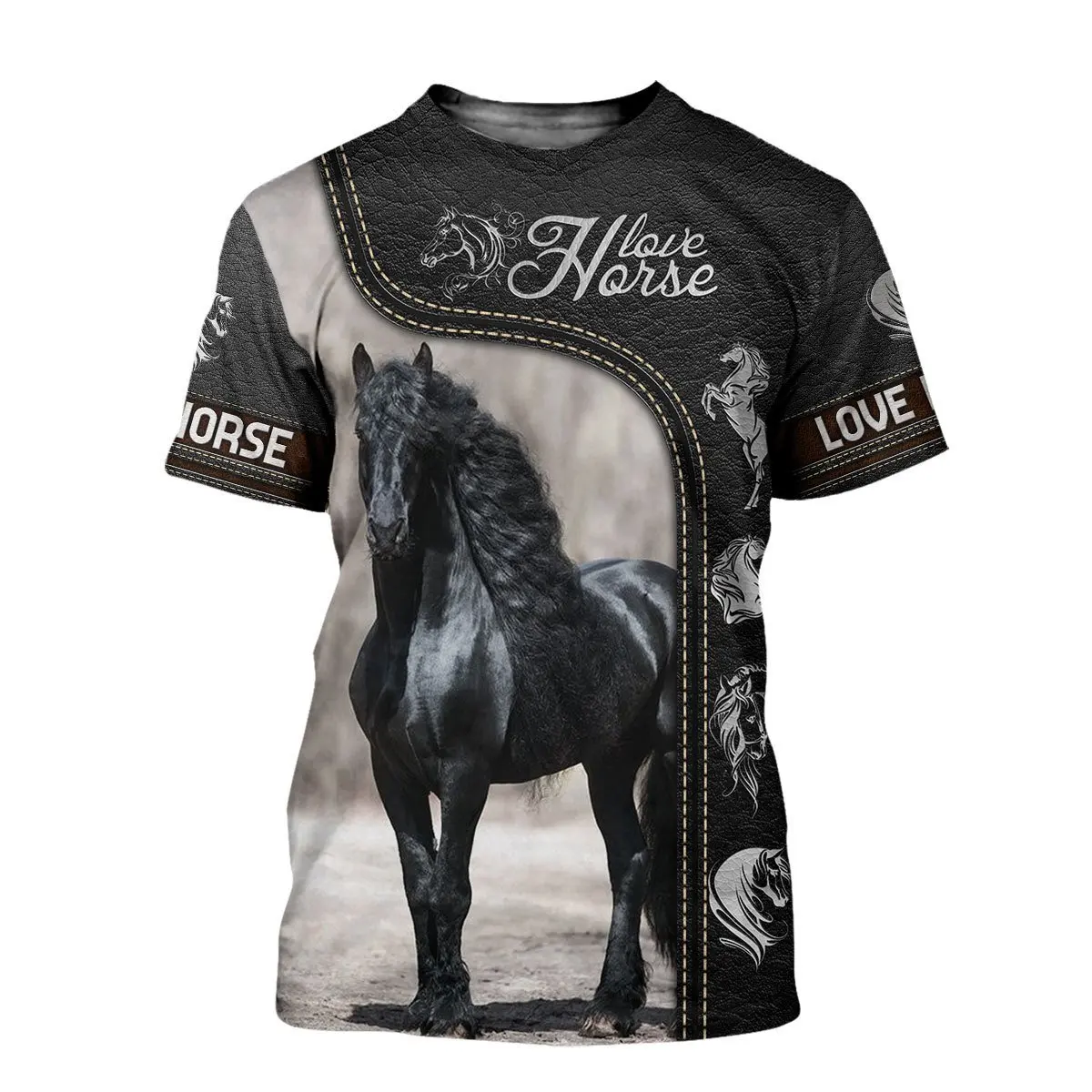 

2021 new T-shirt animal Lovely Horse 3D printing men's unisex streetwear casual fashion 110-6xl large size-01