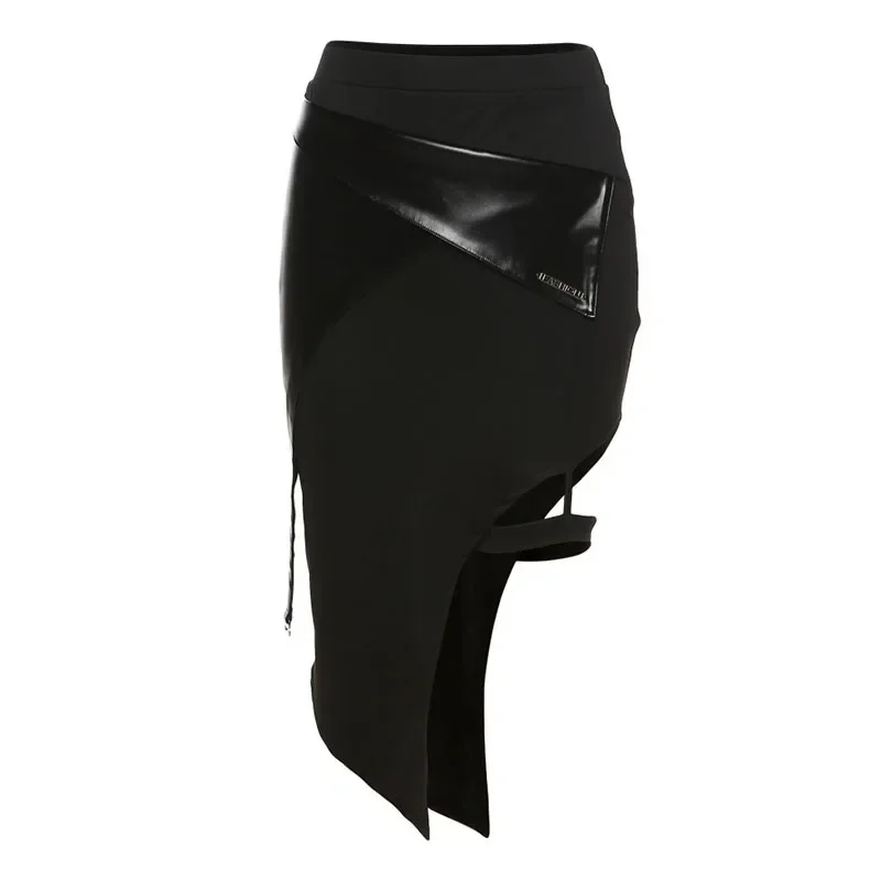 Черные сексуальные юбки с разрезом простые повседневные универсальные горячие