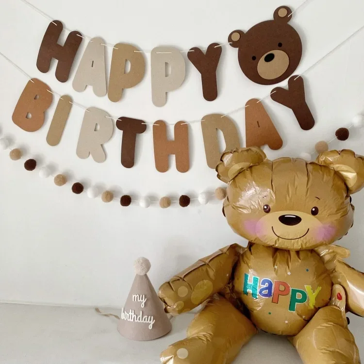 Прекрасный ретро медведь флаг украшения нетканый материал баннер для вечеринки