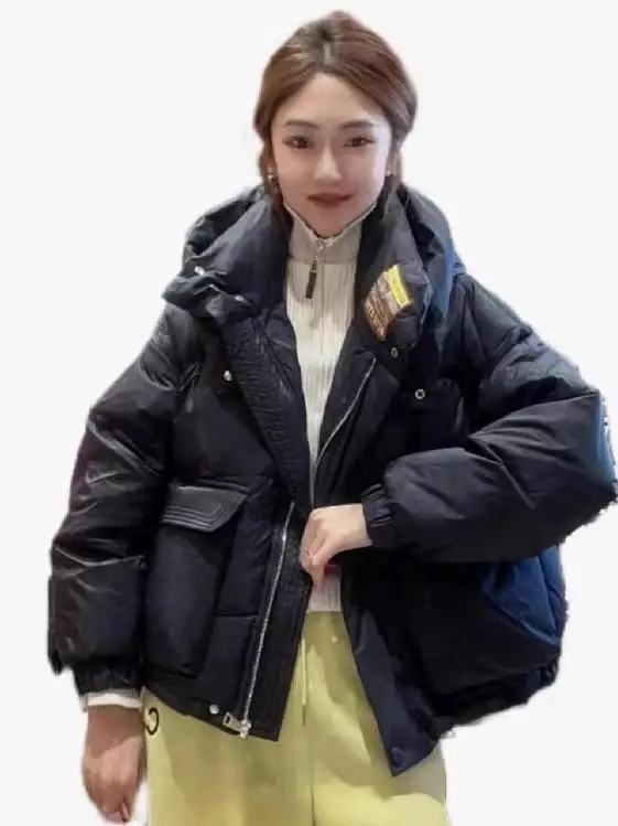 Сетчатое красное пуховое пальто с хлопковой подкладкой. Женская модная