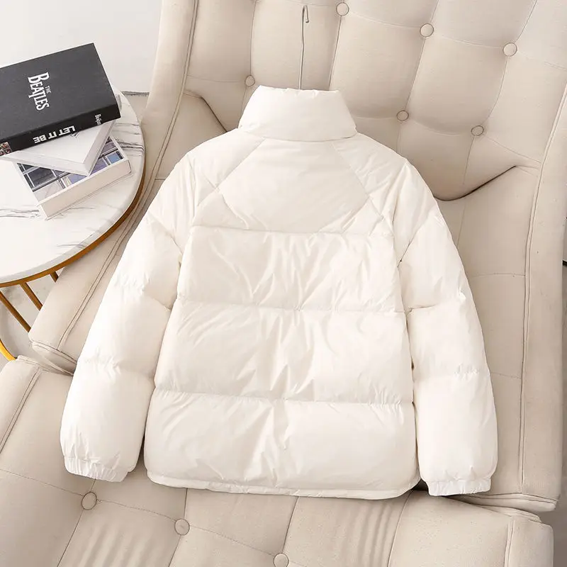Women White Duck Down Jacket Stand Collar  Autumn Winter Short Outwear Casual Warm Loose Coat New Down Coat Outwear Ladies M50