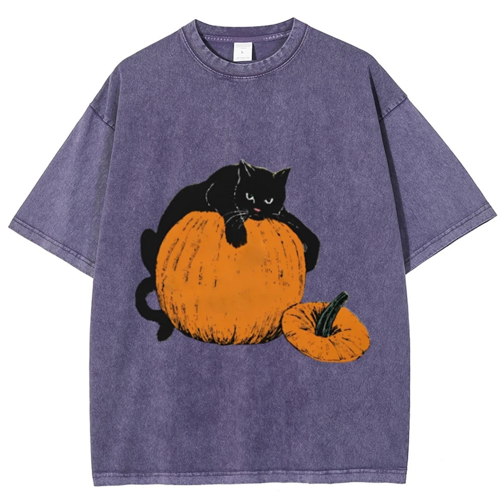 Тыква черный котенок кошка Хэллоуин винтажная забавная милая модная готическая