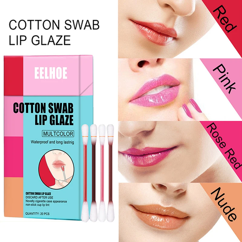 

Cotton Swab Lip Gloss Waterproof Liquid Lipstick Long Lasting Dyed Lip Glaze Matte Makeup Tobacco Box Lips Cosmetic