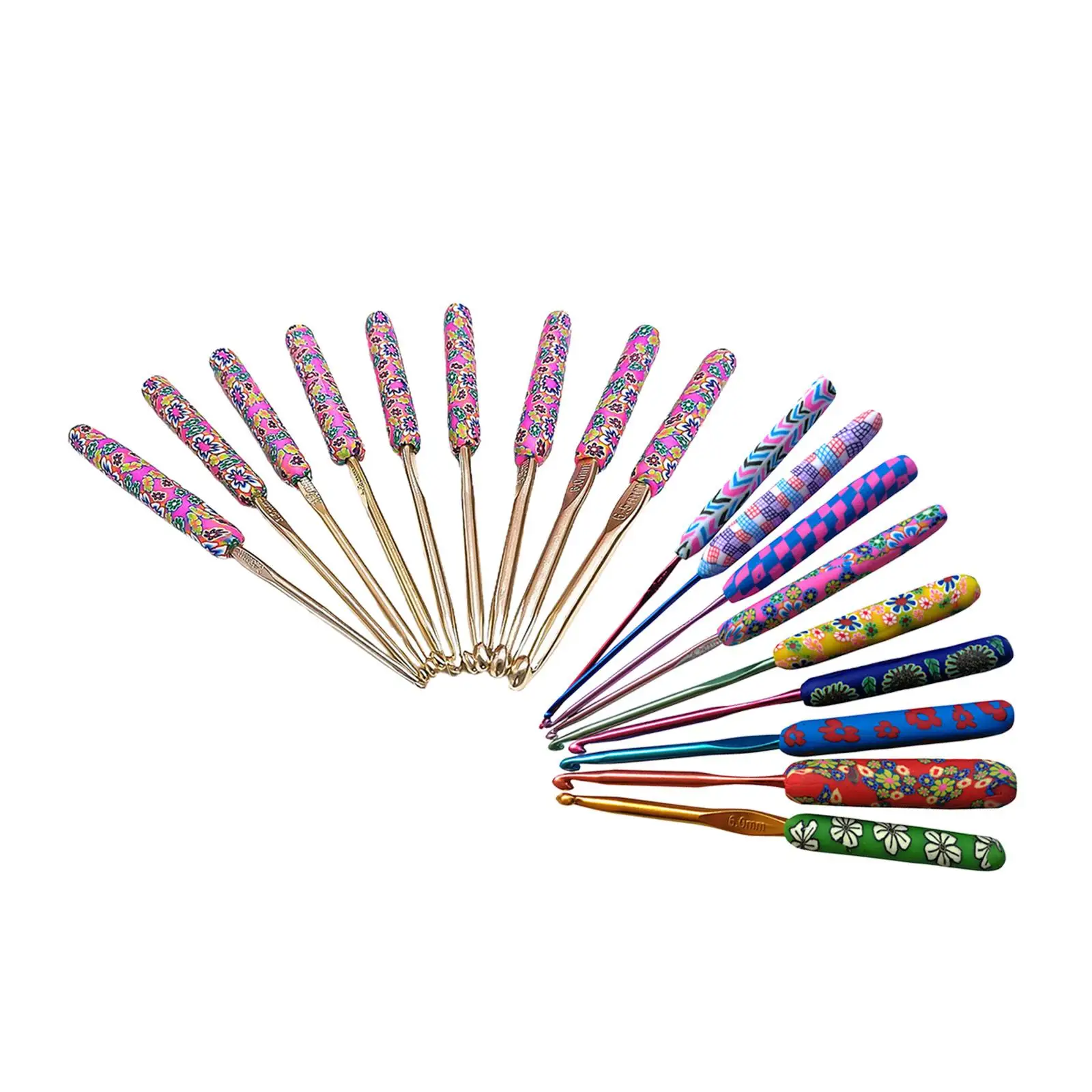 

Crochet Hooks Set,9 2.5mm-6.5mm grip Handles,Smooth Knitting , Colorful Knit Weave Yarn