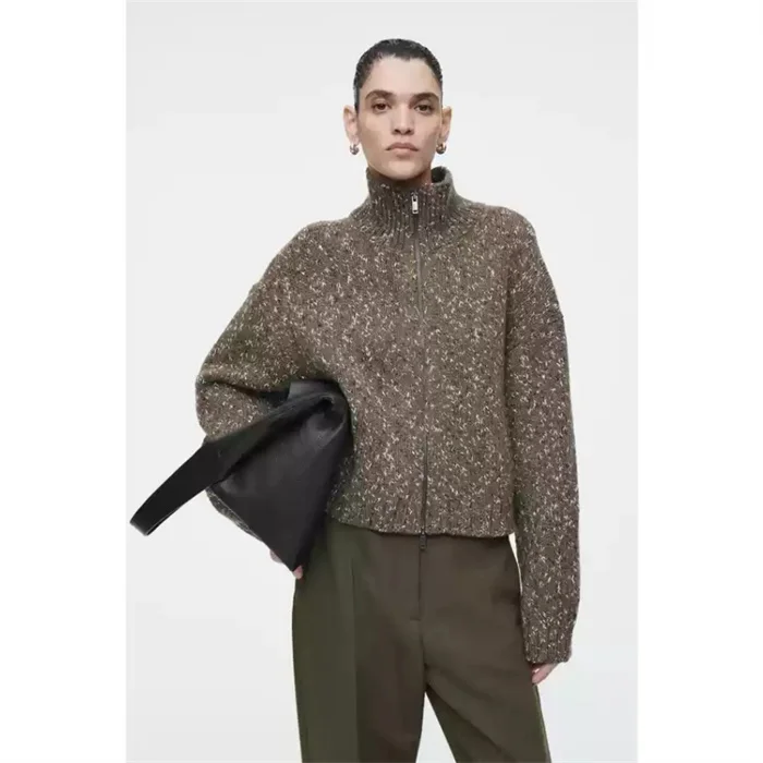 Осень-зима 2023 повседневная версия флисовый кардиган на молнии со смешанной