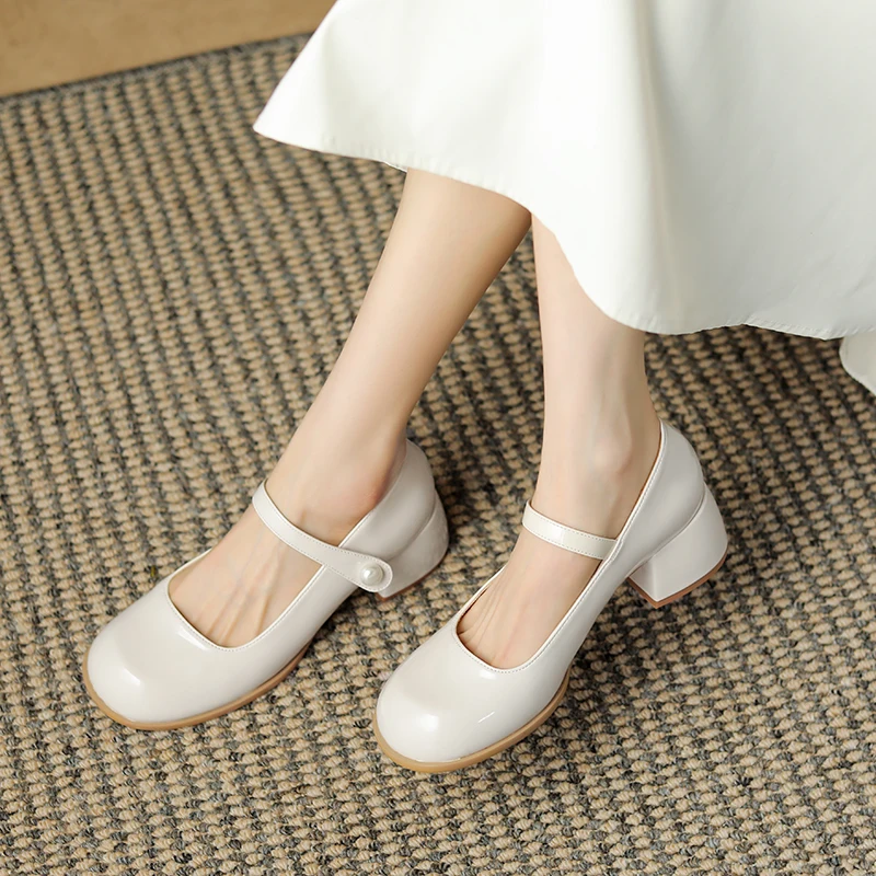 

BEIJIANI Round Toe Sandals Shoes Women 2023 Japanese Girl White High Heels Lolita shoes Women Pumps Vintage Girls 1802-2