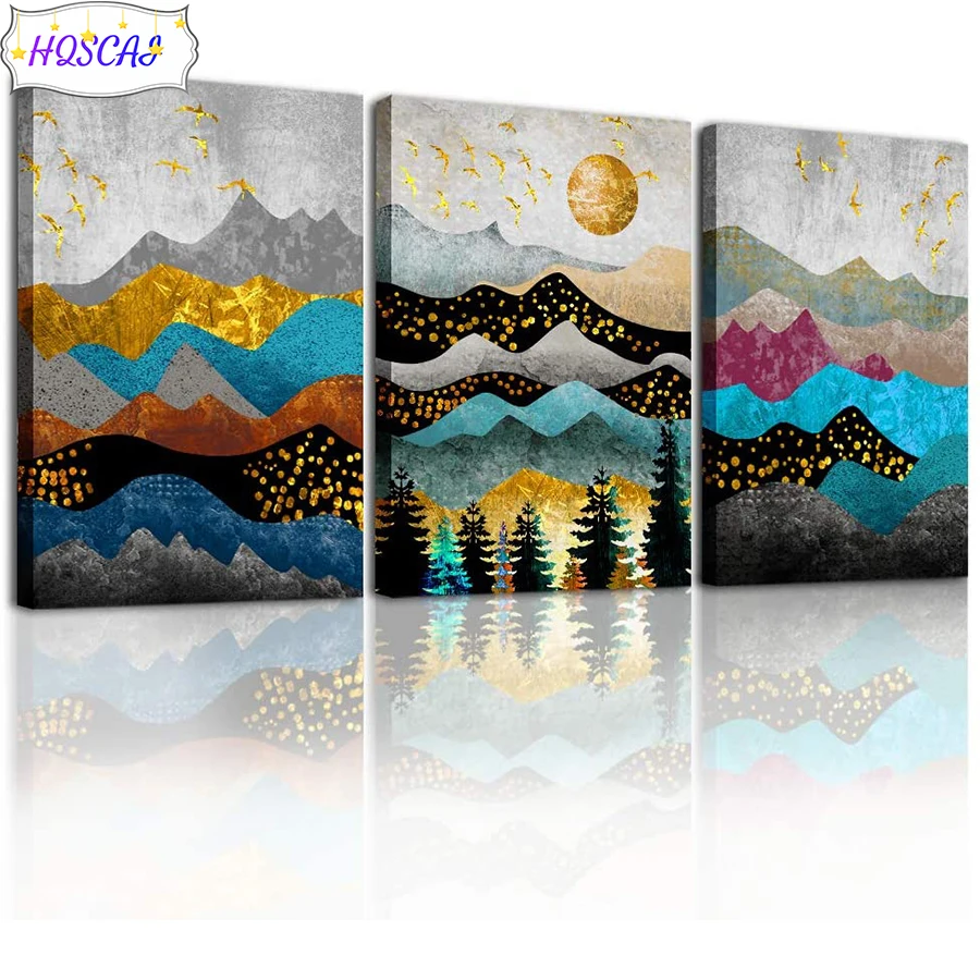 

3pcs Nordic light luxury decoration scenery diamond painting full drill cross stitch DIY diamond embroidery mosaic home decor