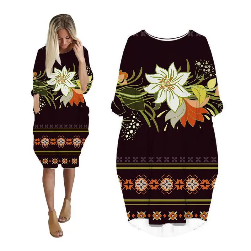 

Женское платье с длинным рукавом и цветочным принтом, в стиле Харадзюку