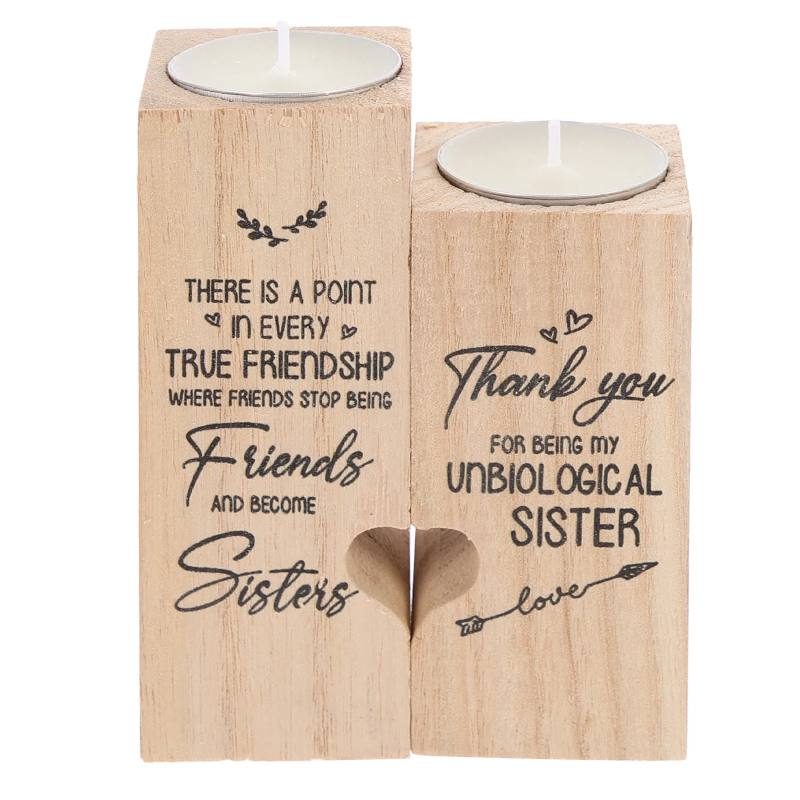

2Pcs Couple Gift Candlestick Wooden Heart Candle Holder Atmosphere Candle Holder Lovers Gift