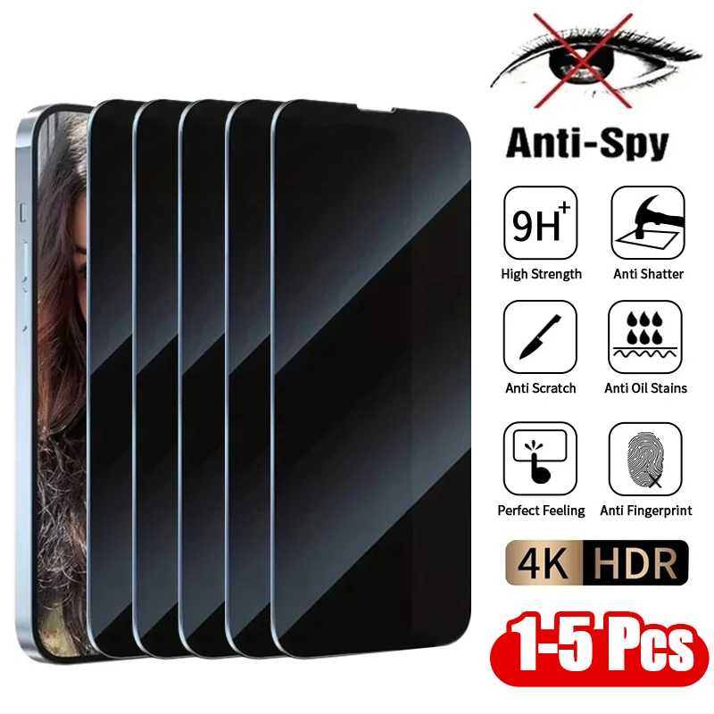 1-5 шт. антишпионское закаленное стекло для iPhone 16 14 13 11 15Pro Max Mini 7 8 Plus Защитная