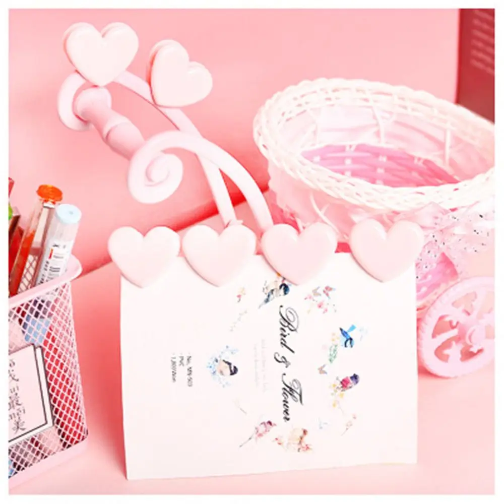 

10pcs Pink Notes Holder Office & School Supplies DIY Heart Shape Mini Binder File Clip Decorative Clip