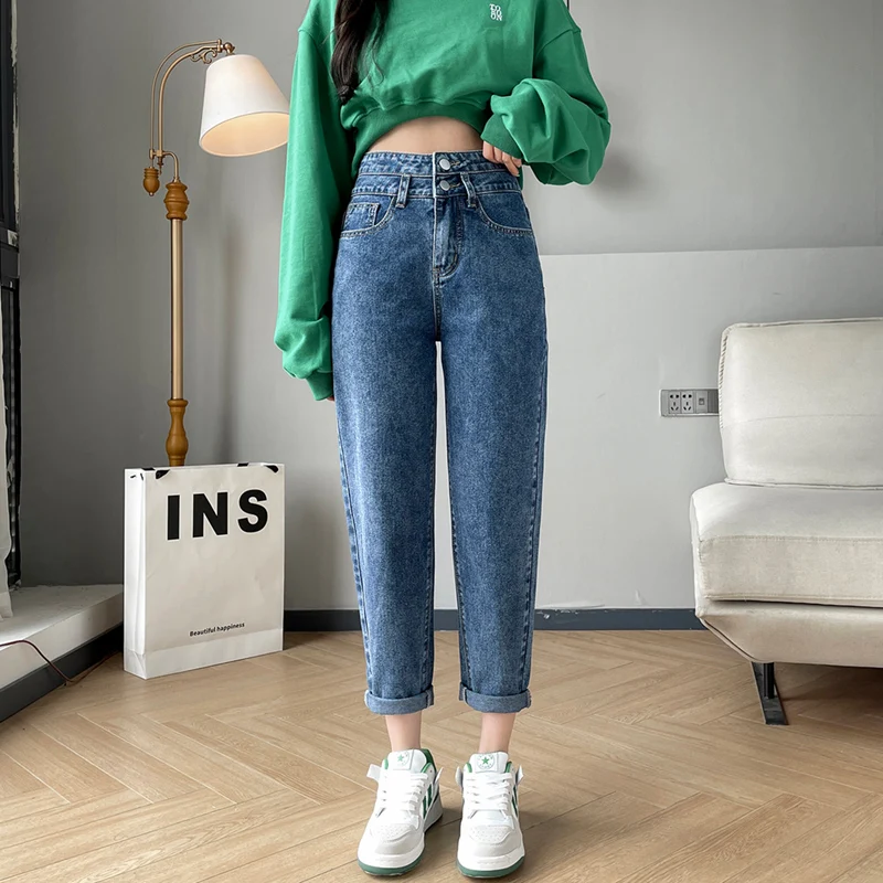 

Denim Women's Jeans 2023 New Spring Summer Washed Vintage Slim Haren Pants High Waist Pockets Clothing YCMYUNYAN