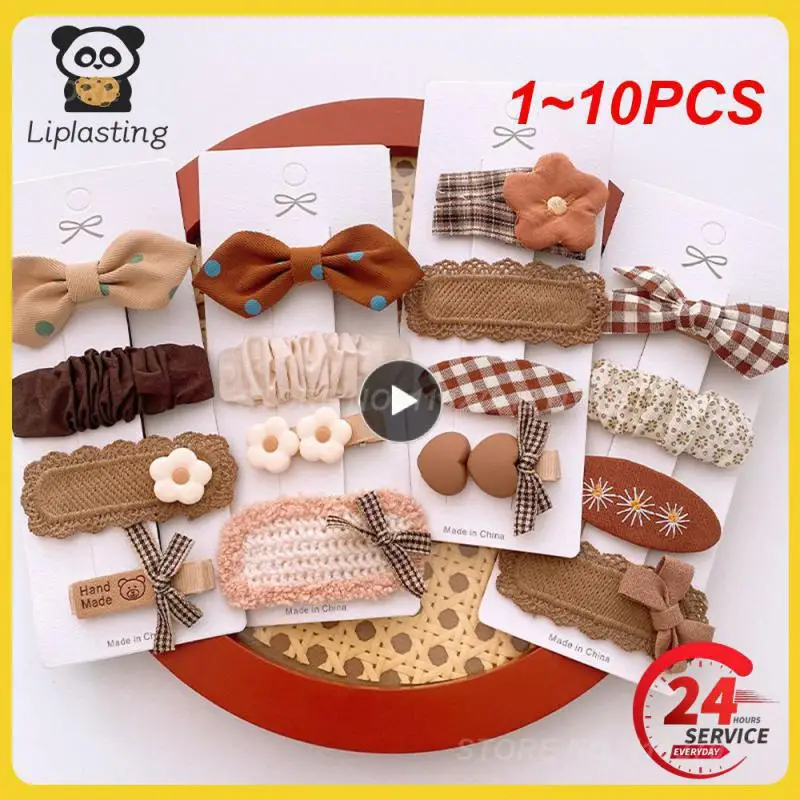 

Заколки для волос корейские кофейного цвета с бантом, 1-10 шт.