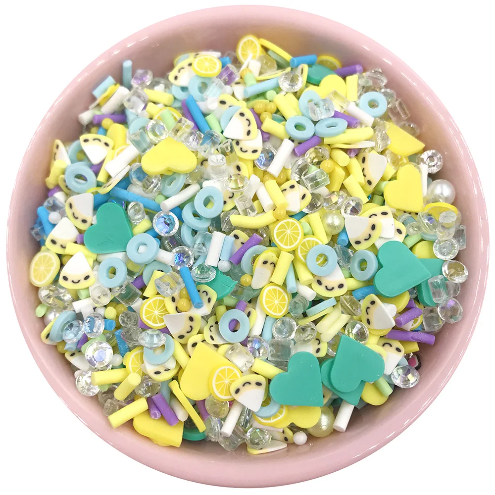 50g/lot Cute Slime Kit Polymer Clay Supplies DIY Strawberry Heart Mix Sprinkles Filler Decor Accessories For Fluffy Cloud Clear images - 6