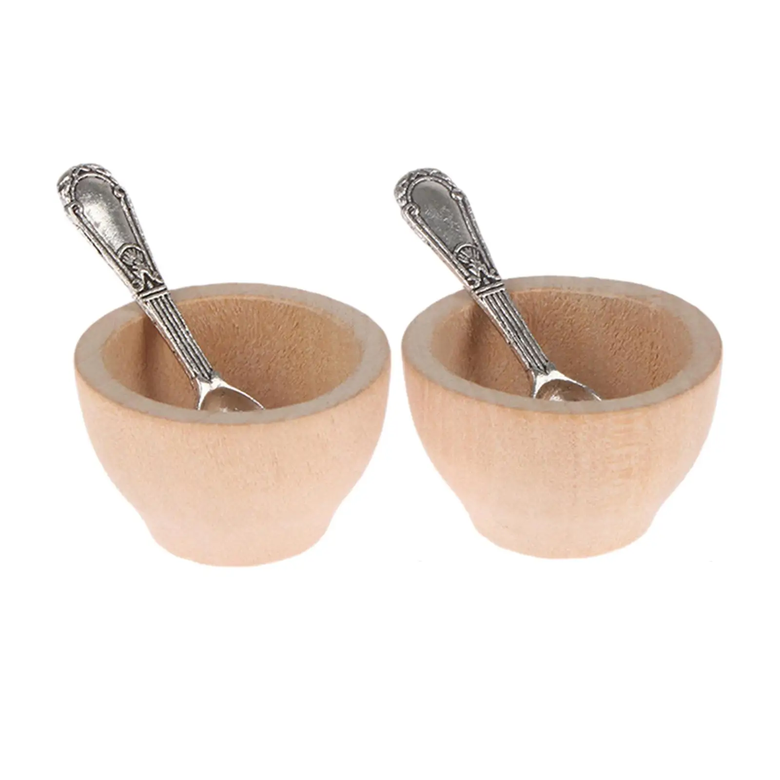 

2 шт., деревянные миниатюрные чаши для кукольного домика в масштабе 1:12