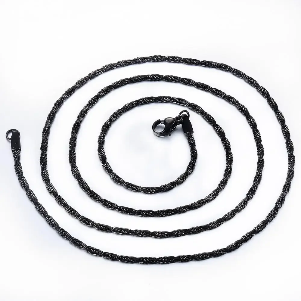 Модное ожерелье из нержавеющей стали с веревочной цепочкой и волнами