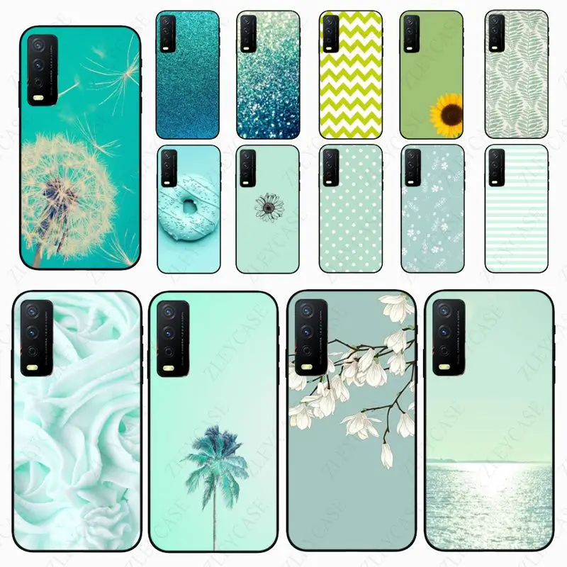 Simple little fresh green donut mint Phone cover For vivo Y35 Y31 Y11S Y20S 2021 Y21S Y33S Y53S V21E V23E Y30 V27E 5G Cases