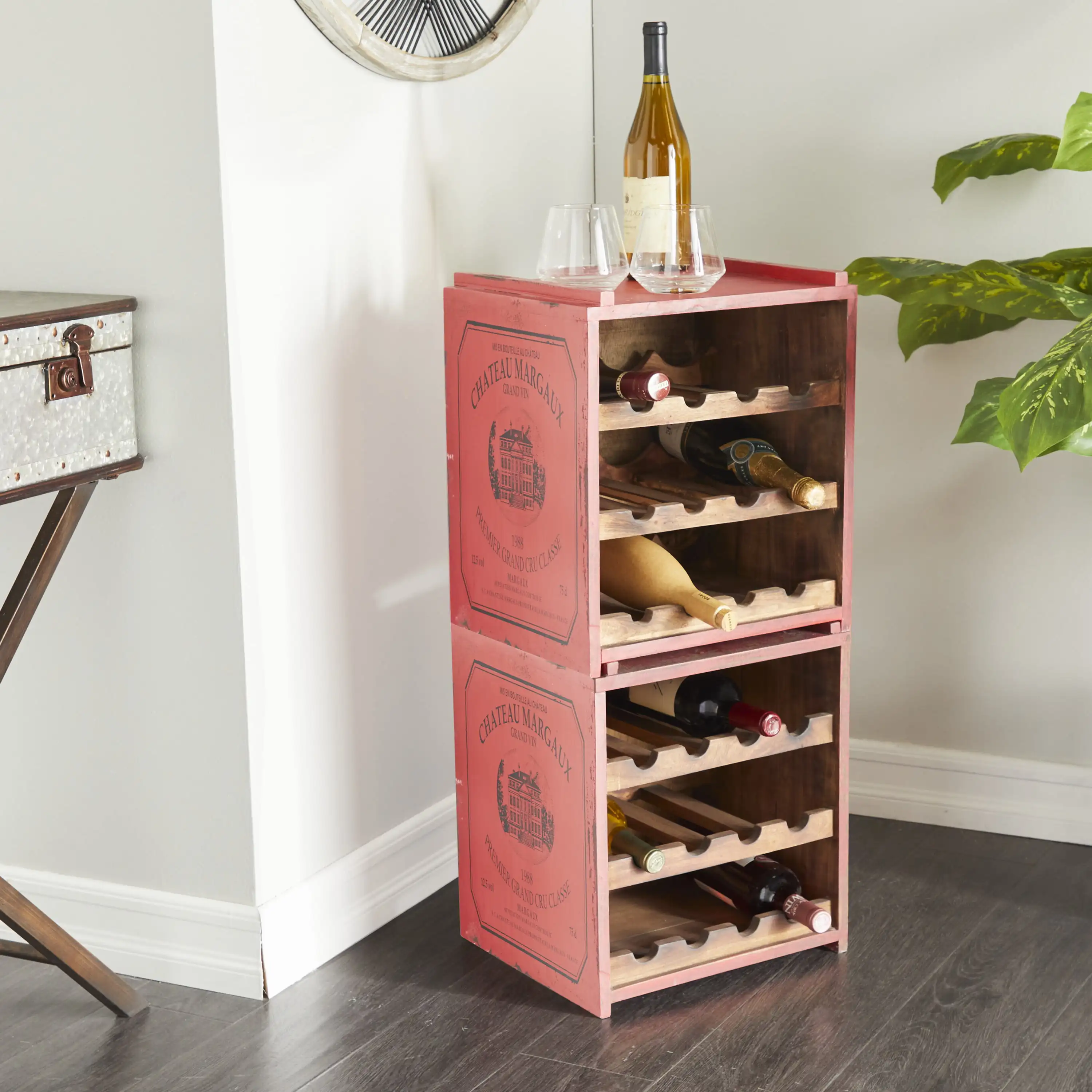 

14" x 16" Red Wood 12 Bottles Standing Wine Rack, 1-Piece