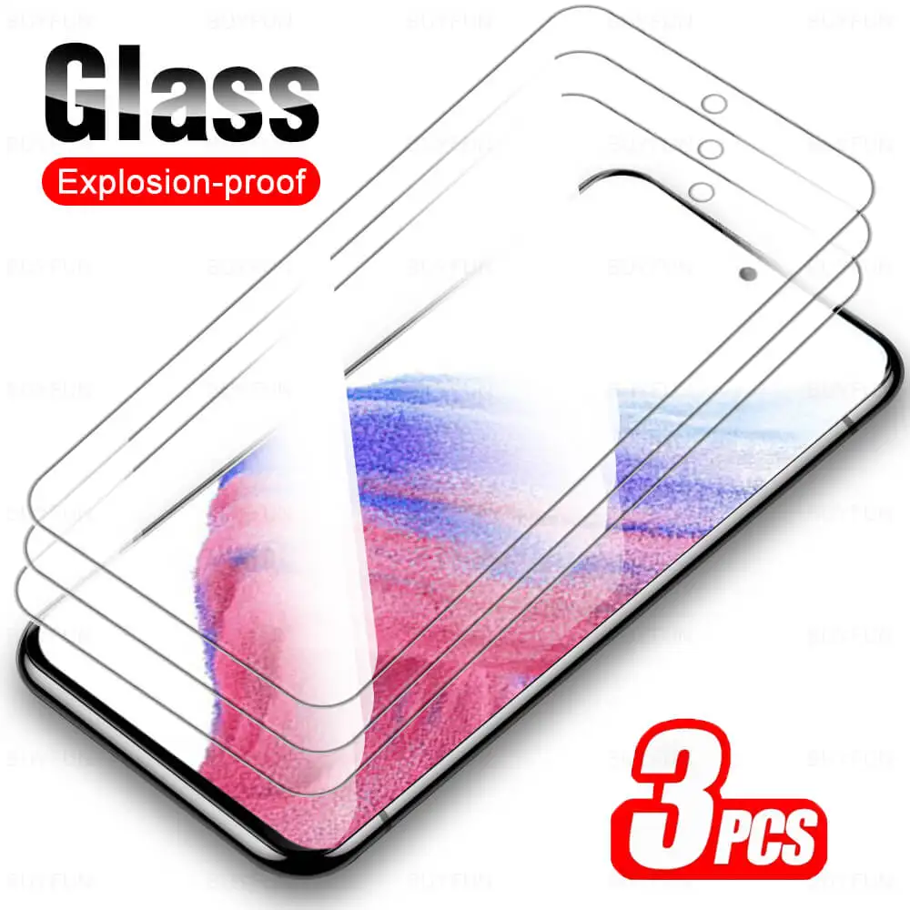 

3Pcs Tempered Glass For Samsung Galaxy A53 A52S A54 A34 A22 A73 5G Screen Protector For Samsung S21FE S20FE 5G Protective Glass