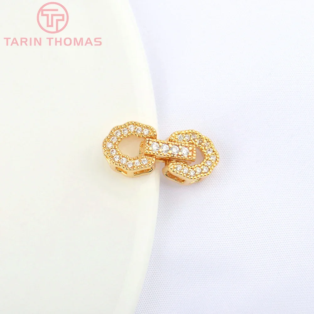 Латунные соединительные застежки для браслета и ожерелья с цирконом 4 шт. 8x5063 мм 24