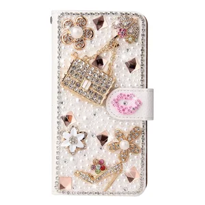 Glitter Diamond Pearls Leather Case For Samsung Galaxy S23 Ultra S22 Plus S21 FE S20 Note 20 Note10+ Fashion Wallet Flip Cover