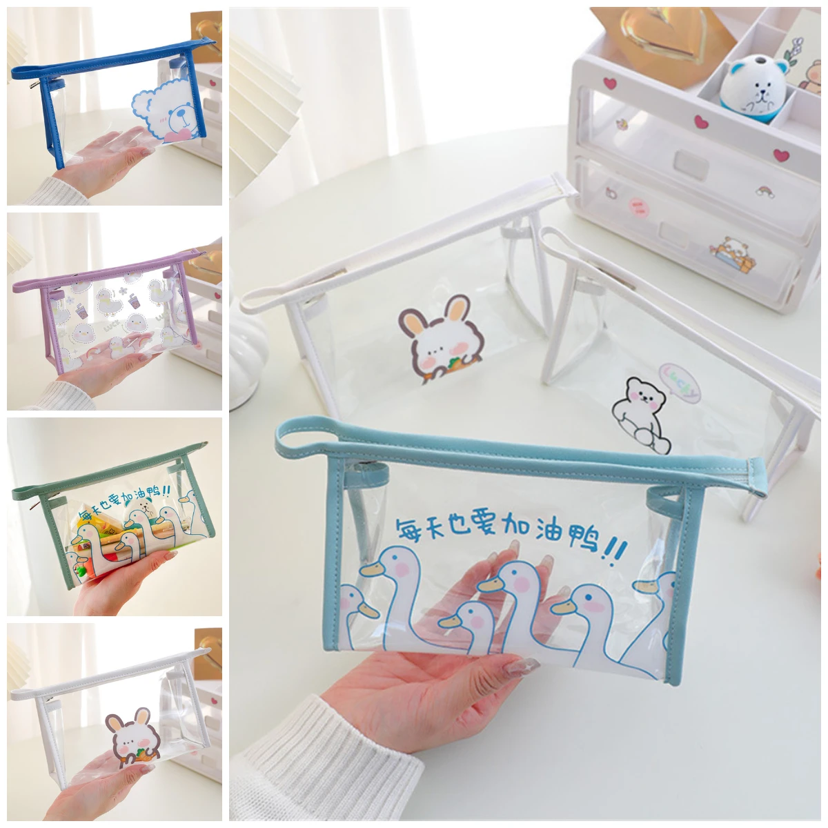 

Large Capacity Zipper Pencil Case Transparent Stationary Organizer Bag Gift School Pencil Pencil Bag School Stationery Supplies