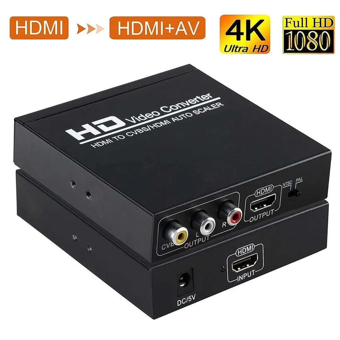 

HDMI to AV HDMI Converter 4K 1080P 60HZ with Zoom Function Supports RCA&HDMI Output for PS Monitor TV Projector Camera