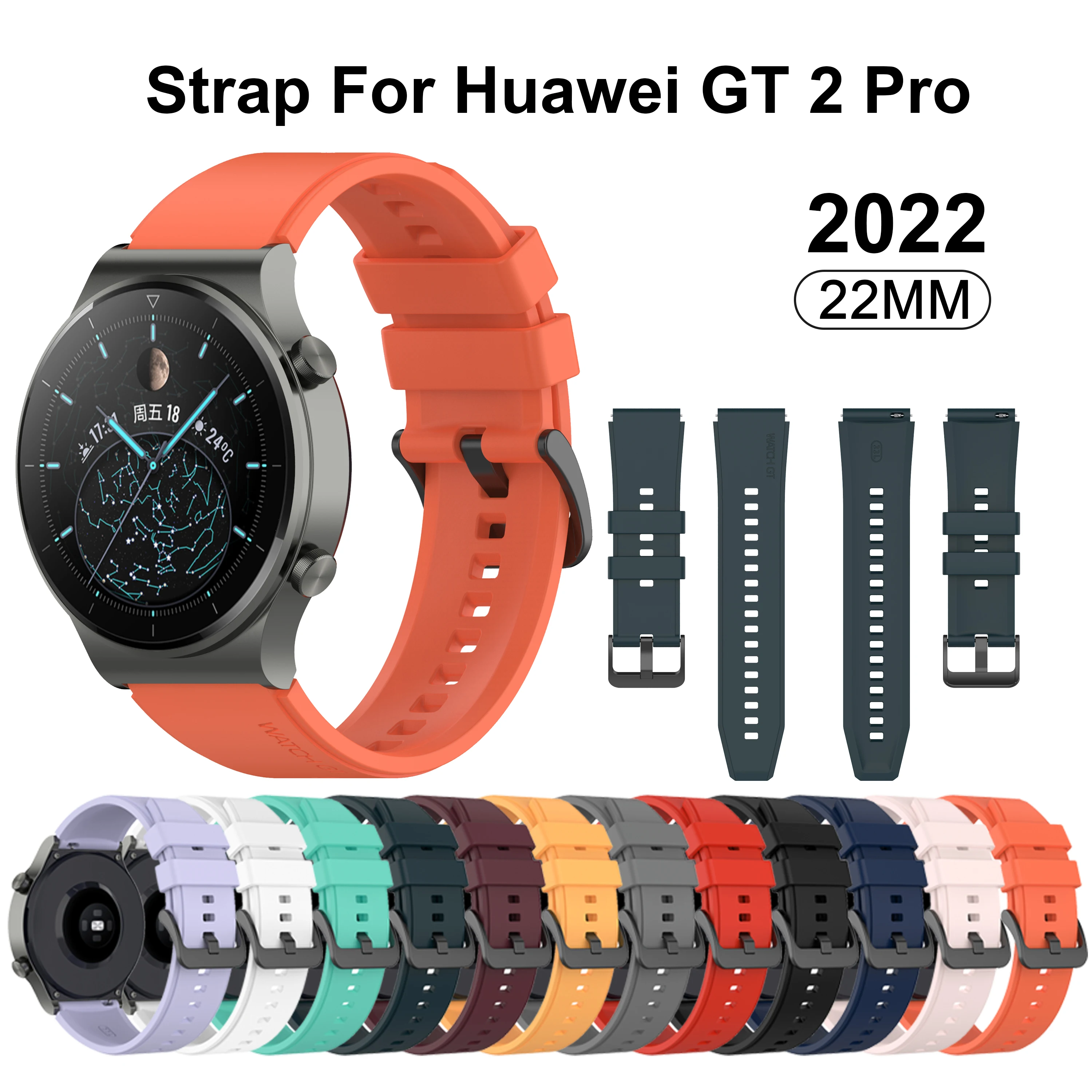 

New 22mm Silicone Band For Huawei Watch gt 2 Pro Strap Watchband For Huawei GT2 Pro Wrist Replacement for Samsung Galaxy Watch