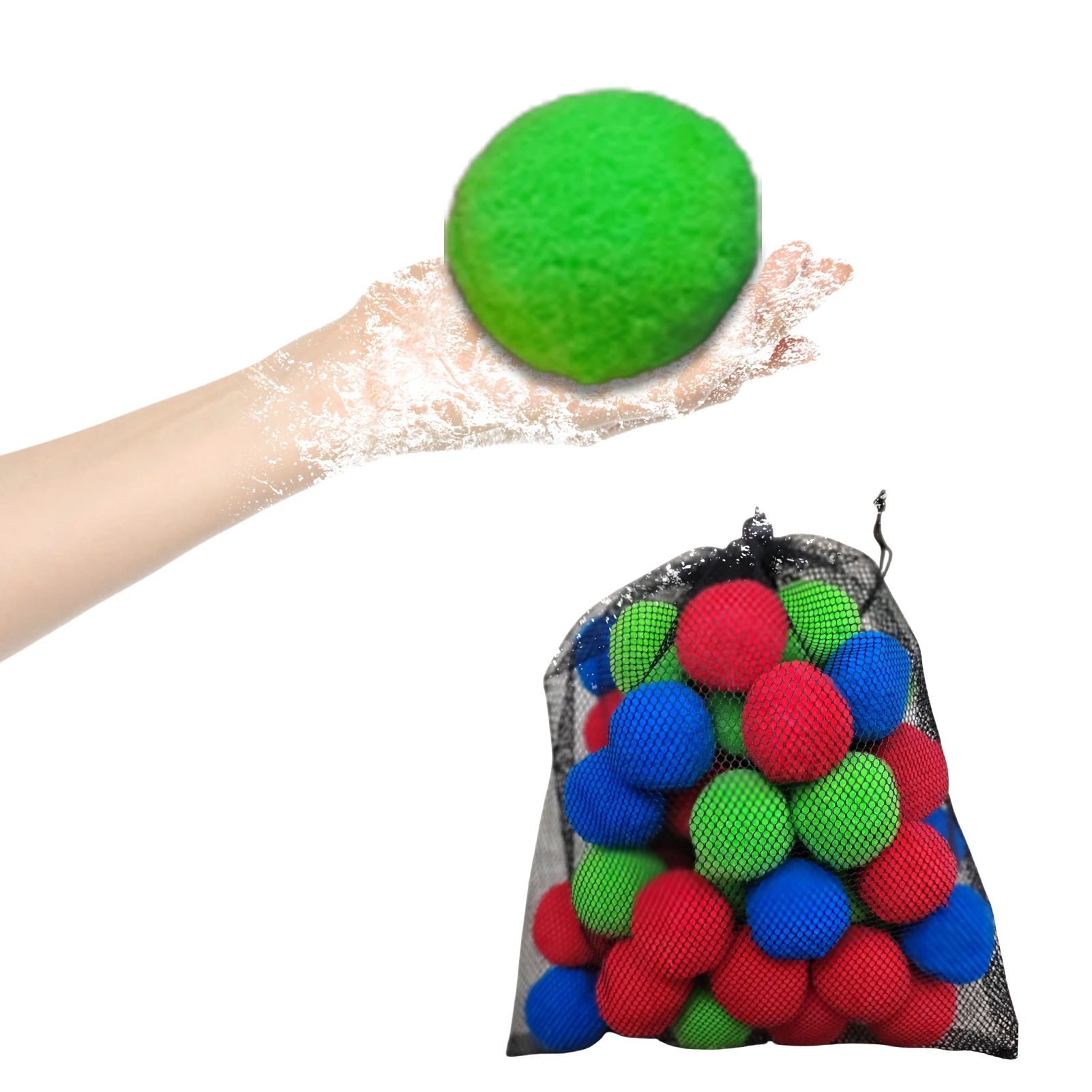 

Reusable Water Balls 50pcs Kids Absorbent Cotton Splash Soaker Balls Summer Water Fighting Game Toys for Boys Girls in Beach Swi