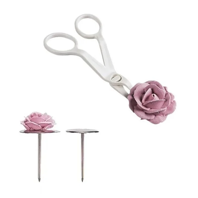 

7Pcs/set Flower Scissor+Cake Tray +5pcs Tulips Rose Nozzle Nail Decor Lifter Fondant Cream Transfer Baking Pastry Kitchen