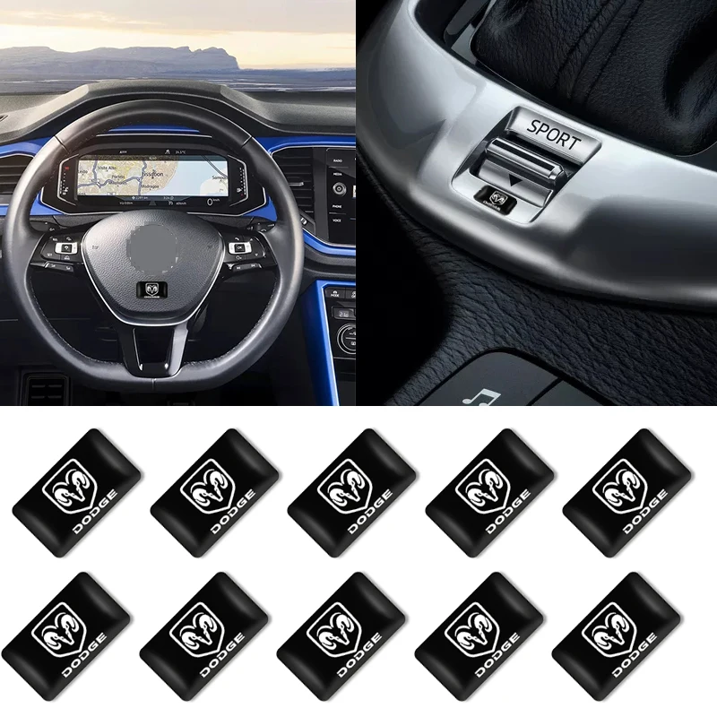 

10pcs New 3D Epoxy Decorative Emblem Small Decorative Sticker For Dodge Caliber Ram 1500 Caravan Charger Grand Caravan Journey