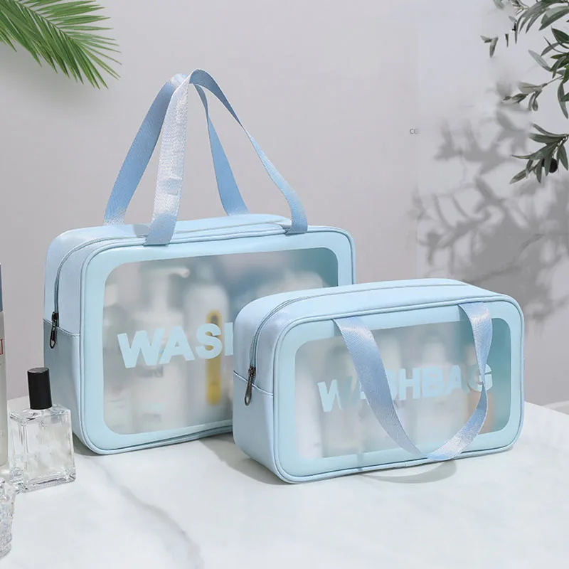 

Multifunctional Waterproof Handheld Wash Bag Makeup Bag Clear Frosted Cosmetic Skincare Toiletry Storage Bag Travel Organizer