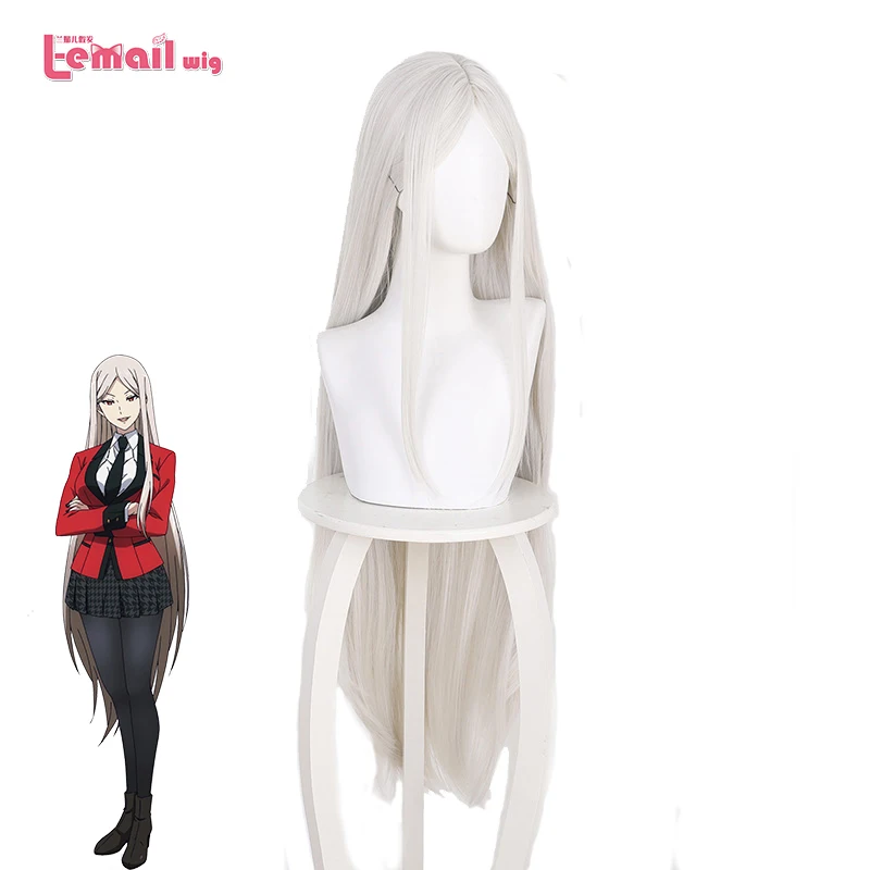 L-email wig Synthetic Hair Juraku Sachiko Cosplay Wig Kakegurui - Compulsive Gambler Wigs 100cm White Gold Heat Resistant Wigs