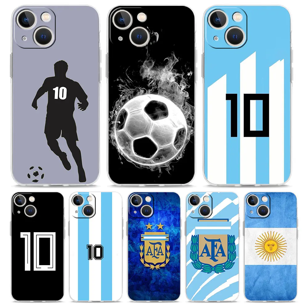 

Luxury Transparent Phone Case For iPhone 14 13 12 11 Pro Max XS X XR SE3 7 8 Plus Clear Shockproof Cover Argentina Soccer 10