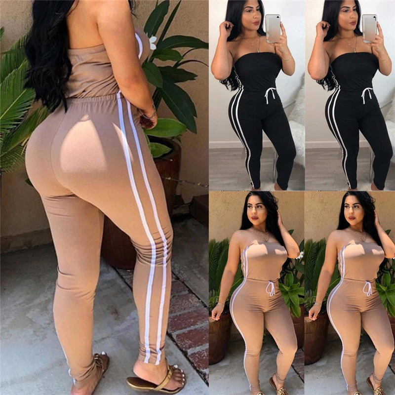 

Kayotuas Women Jumpsuit Summer Off Shoulder Fashion 2022 New Ladies Lace Up Solid Loose Elastic Romper Bodysuits Casual Hot