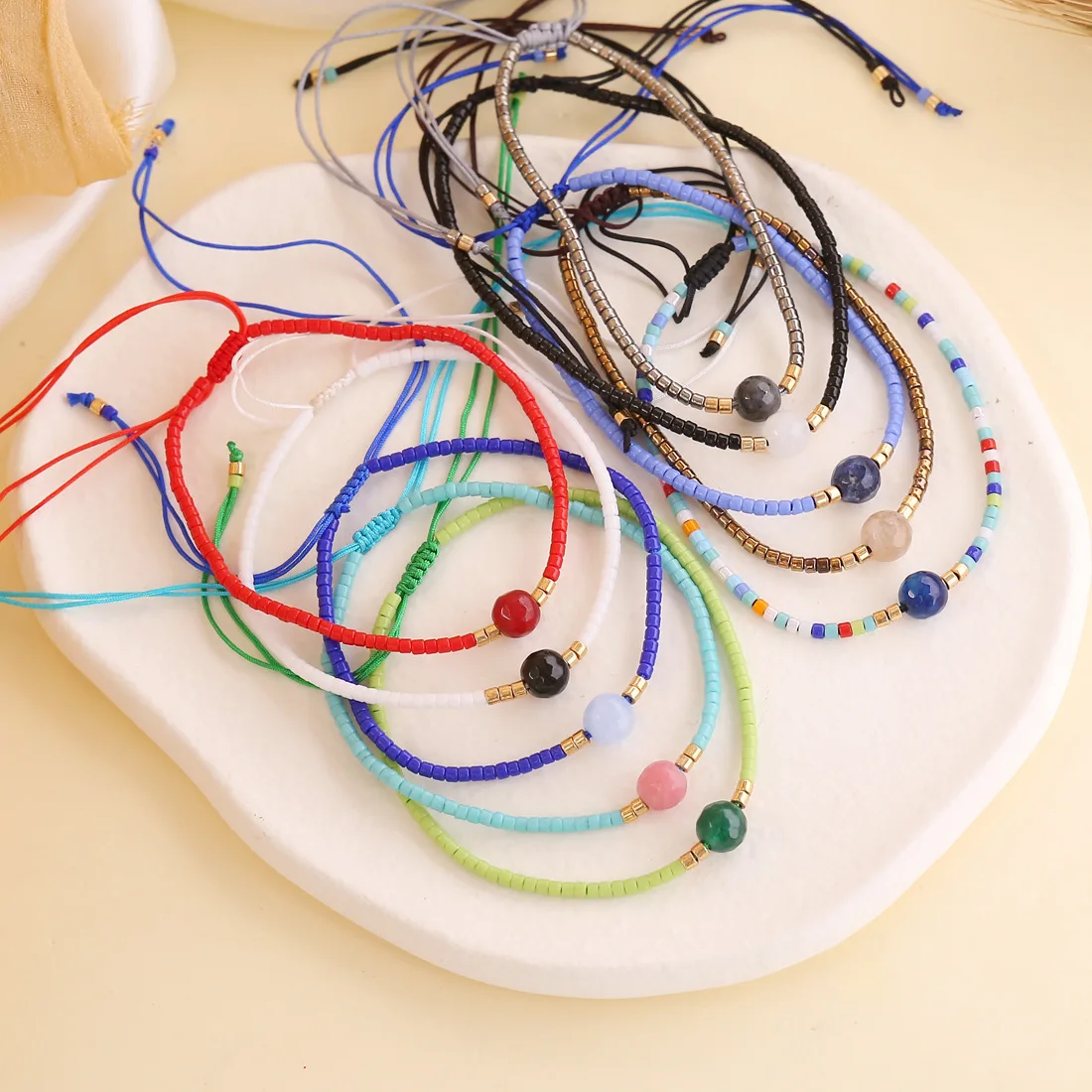 

Glass Beads Resin Beaded Bracelets for Women Rope Chain Adjustable Hand Chains Bracelet Female 2022 Fashion Jewelry Simple New