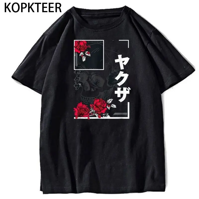 

Retro Skull Plus Size Men's T-Shirt Casual Japanese Harajuku Fashion Summer Streetwear Crew Neck Top Cotton Short Sleeves