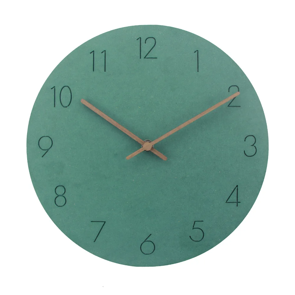 

Nordic Simple Color Wooden Wall Clock Living Room Clock Silent Quartz Clock Wall