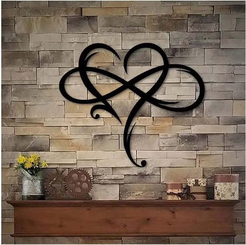 

New Arrival Room Decor Aesthetic Metal infinity Heart Sign Wall Pendant Art for Living Room Home Decor Metal Wall Decor