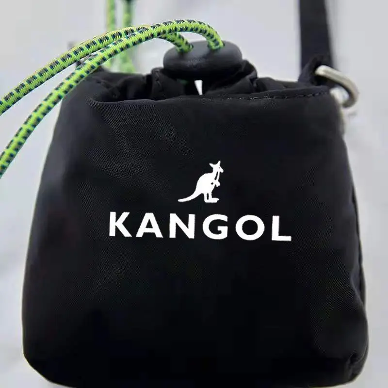 

KANGOL Kangaroo Sports One Shoulder Versatile Messenger Bag Fluorescent Drawstring Black Small Bag Ladies Handbag Luxury Design