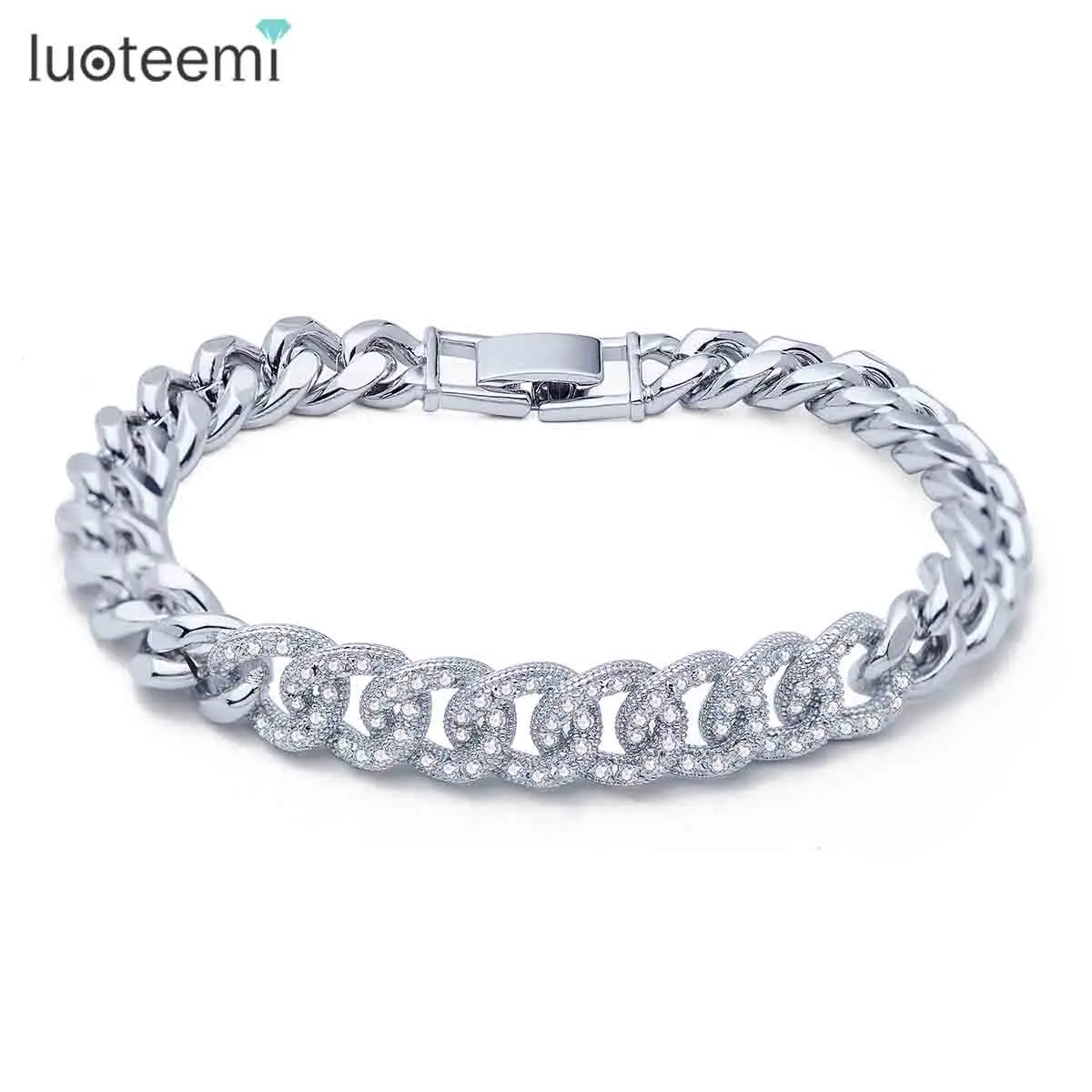 

LUOTEEMI Brand Kpop Tennis Bracelet for Women Luxury Brilliant Zircon Men Fashion Adjustble Bangles Bridal Wedding Party Jewelry
