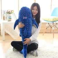 100cm Large Size Soft Shark Plush Toy Big Creative Blue Whale Stuffed Soft Shark Sea Fish Plush Pillow Lovely Children Baby Doll