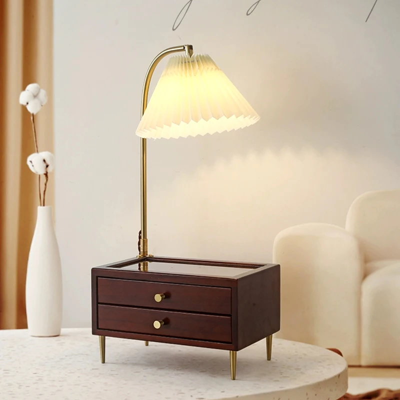 

Прикроватная лампа для спальни, высококачественный маленький ночник из массива дерева, настольная лампа для хранения, подарок на день рождения, декоративная настольная лампа
