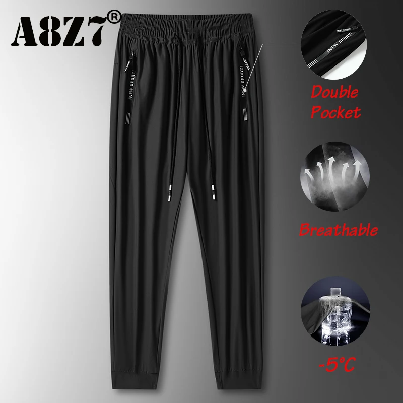 New Summer Men Pants Joggers 8XL Fitness Casual Quick Dry Sweatpants Pants Mens Breathable Elastic Waist Spring Trousers Male