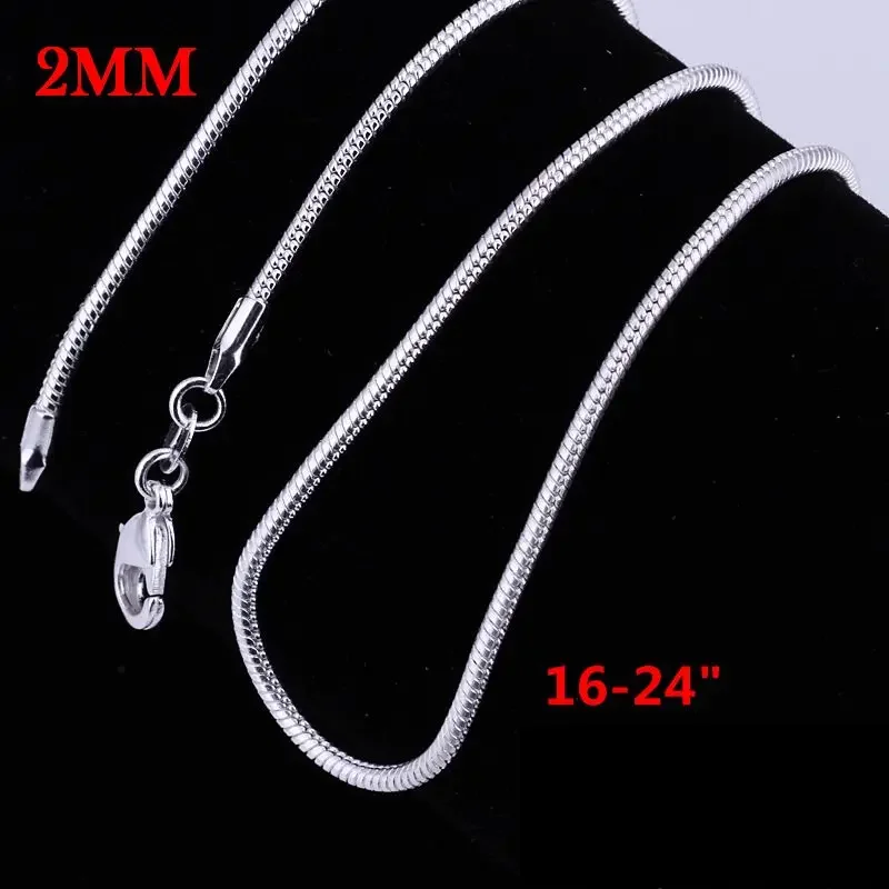 

2MM 1692524inches Snake Chain NEW ARRIVE Hot Sale Silver 925 Plated Women Men Necklace Jewelry For Pendant DIY BEADS