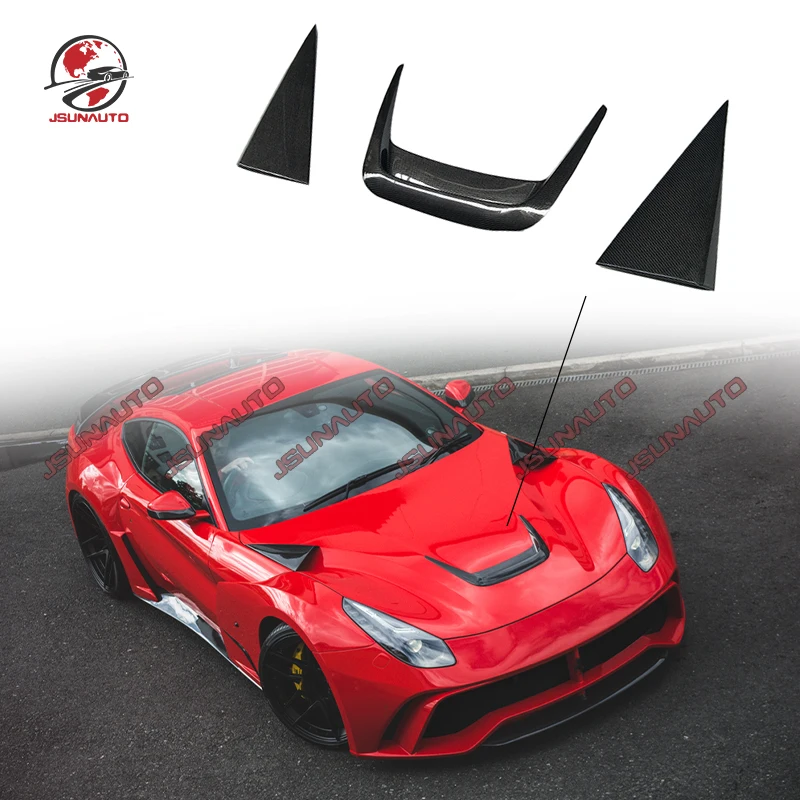 

For Ferrari F12 Carbon Fiber Front Engine Air Vent Cover N Style Body Kit Carbon Bonnet Intake Vent Auto Accessories For F12
